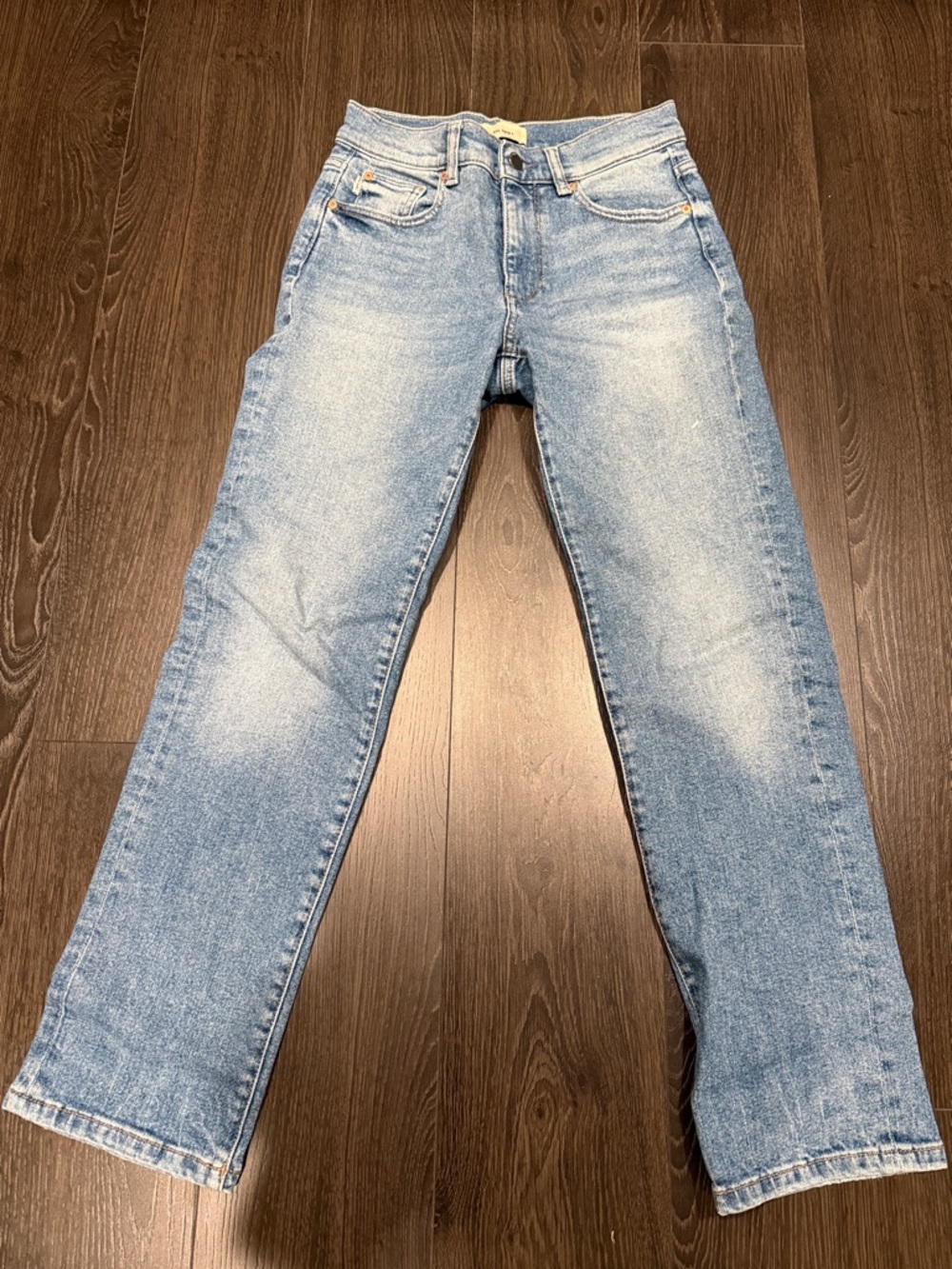DL1961 Light Blue High-Rise Straight Jeans